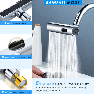 Kitchen Faucet Waterfall Outlet Splash Proof Universal Rotating Bubbler Multifunctional Water Nozzle Extension